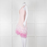 Silvia Navarro Pink Shift Dress With Graduated Pink Feather Hem