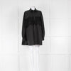 Raey Black Silk Macrame Insert Oversized Collared Shirt