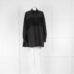 Raey Black Silk Macrame Insert Oversized Collared Shirt