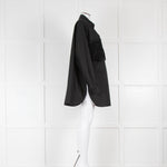 Raey Black Silk Macrame Insert Oversized Collared Shirt