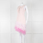 Silvia Navarro Pink Shift Dress With Graduated Pink Feather Hem
