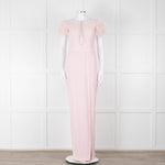 Silvia Navarro Landon Pink Long Dress With Pink Feather Shoulders