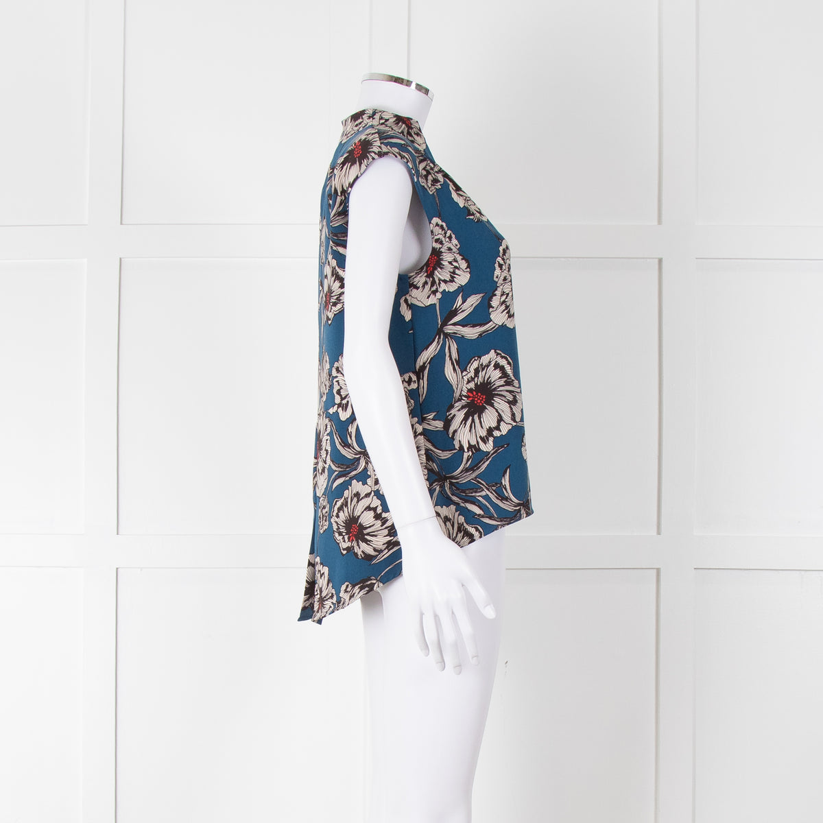 Cooper & Ella Blue Cream Red Floral Print Sleeveless Top