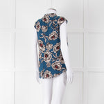 Cooper & Ella Blue Cream Red Floral Print Sleeveless Top