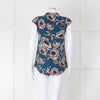 Cooper & Ella Blue Cream Red Floral Print Sleeveless Top
