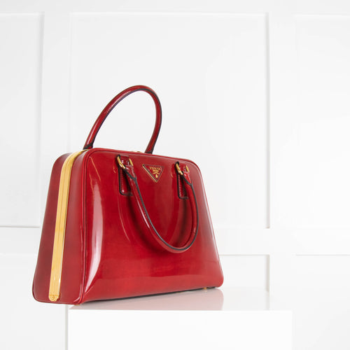 Prada Red Patent Leather Pyramid Bag