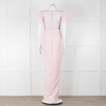 Silvia Navarro Landon Pink Long Dress With Pink Feather Shoulders