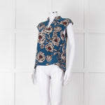 Cooper & Ella Blue Cream Red Floral Print Sleeveless Top