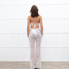 Nadine Merabi White Sequin Hallie Halter Neck Jumpsuit