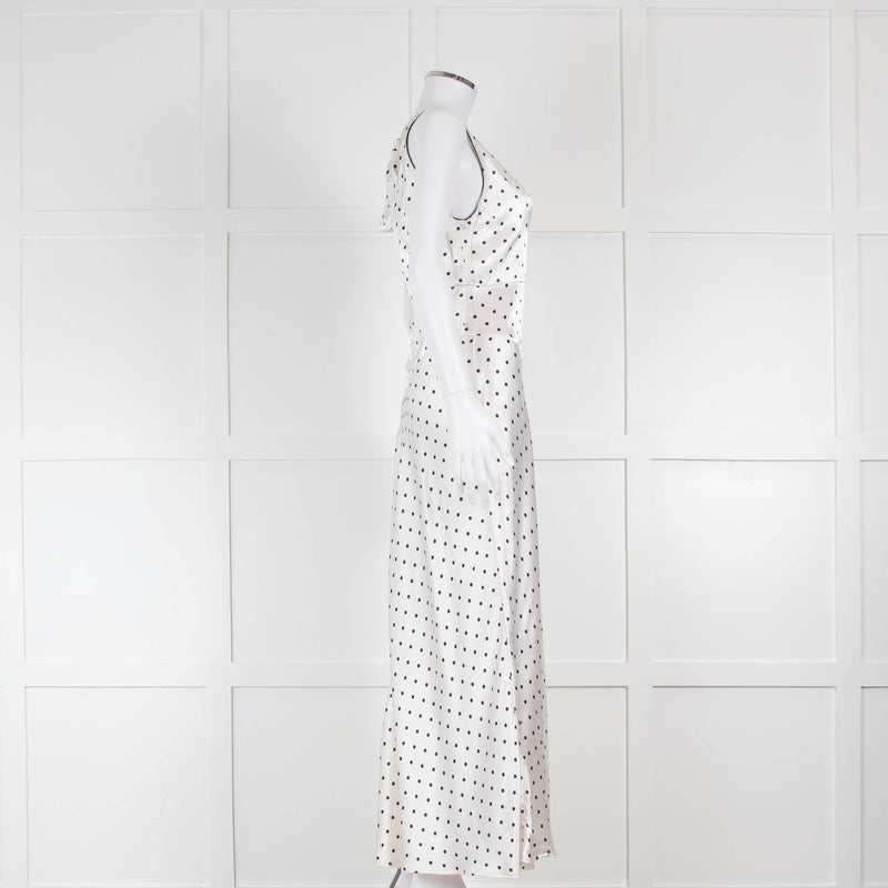 Ganni White Black Polka Dot Print Sleeveless Satin Dress Phoenix Style