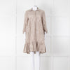 Luisa Cerano Beige Cotton Broidery Knee Length Dress & Slip