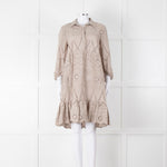 Luisa Cerano Beige Cotton Broidery Knee Length Dress & Slip
