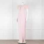 Silvia Navarro Landon Pink Long Dress With Pink Feather Shoulders