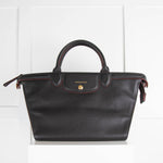 Longchamp Black Leather Le Pliage Heritage Tote