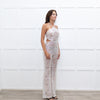 Nadine Merabi White Sequin Hallie Halter Neck Jumpsuit