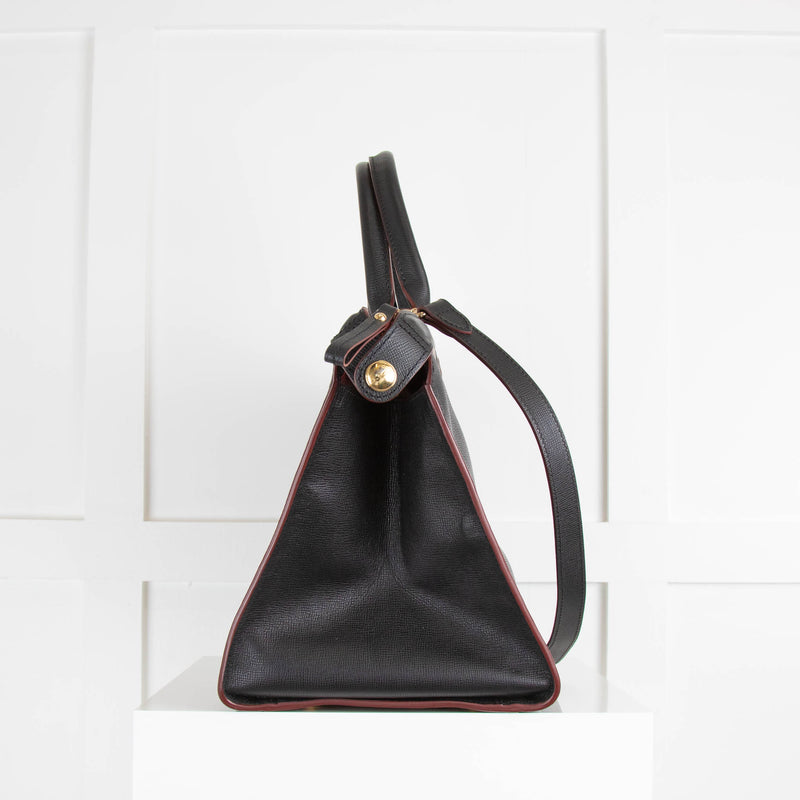 Longchamp Black Leather Le Pliage Heritage Tote