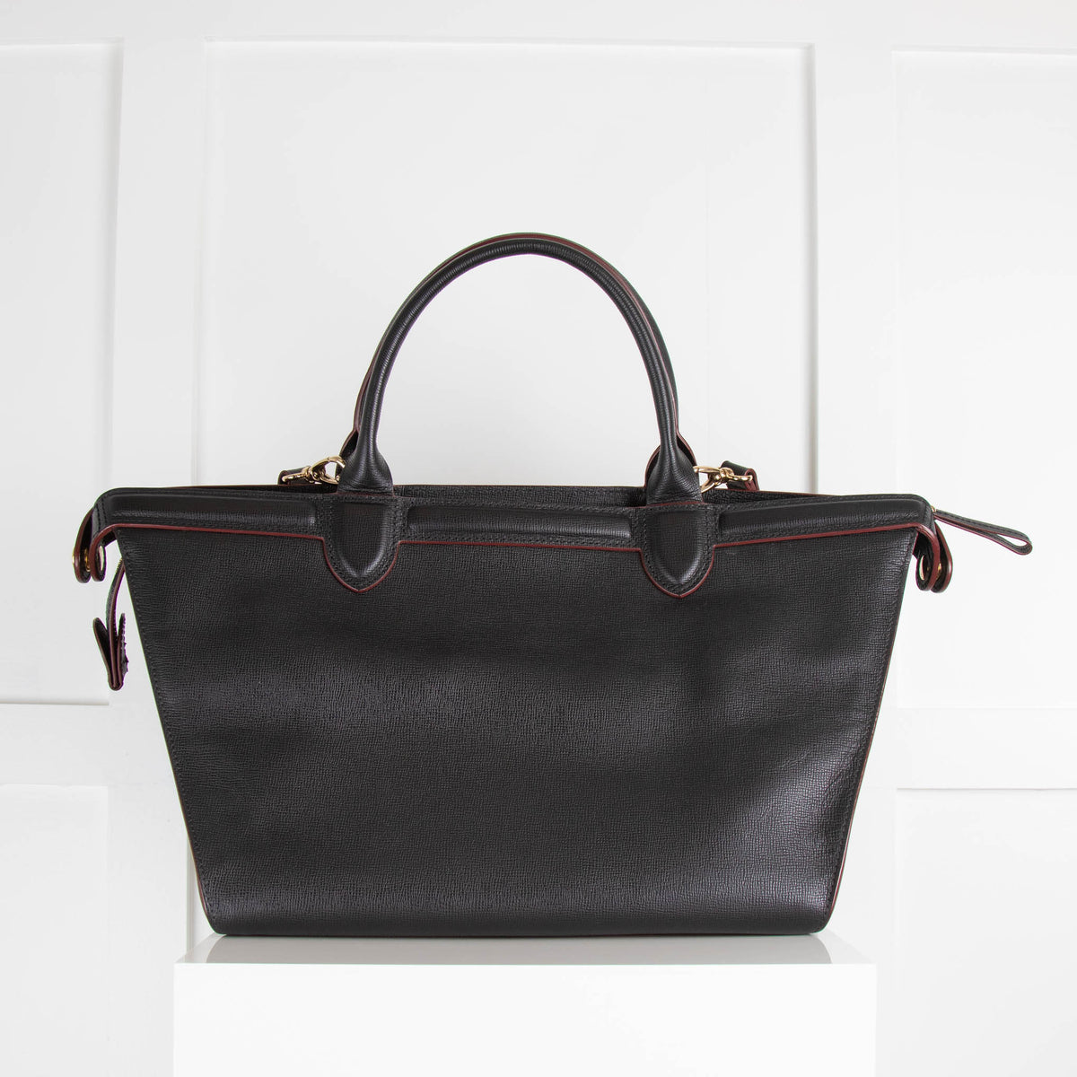 Longchamp Black Leather Le Pliage Heritage Tote