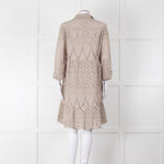 Luisa Cerano Beige Cotton Broidery Knee Length Dress & Slip