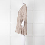 Luisa Cerano Beige Cotton Broidery Knee Length Dress & Slip