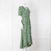 Me+Em Green Cream Floral Print Short Sleeve Maxi Dress
