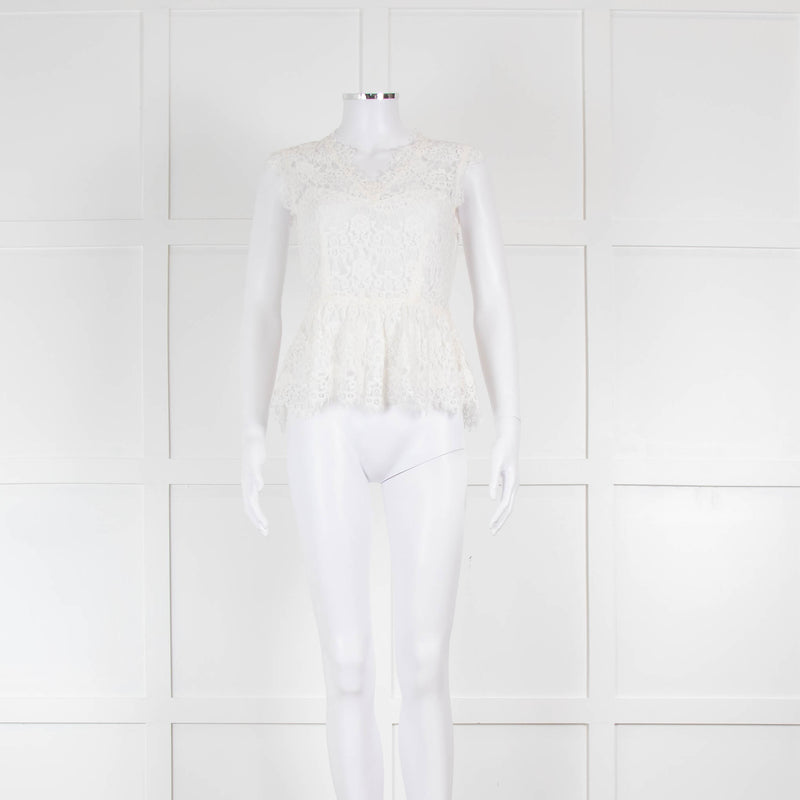 Claudie Pierlot Cream Lace Peplum Top