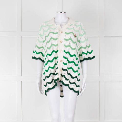Casablanca Green & White Gradient Wave Textured Shirt