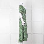Me+Em Green Cream Floral Print Short Sleeve Maxi Dress