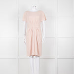 Paule Ka Pale Pink Front Pleats Short Sleeve Knee Length Dress