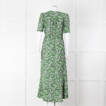 Me+Em Green Cream Floral Print Short Sleeve Maxi Dress