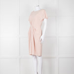Paule Ka Pale Pink Front Pleats Short Sleeve Knee Length Dress
