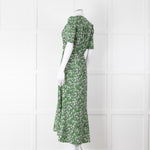 Me+Em Green Cream Floral Print Short Sleeve Maxi Dress