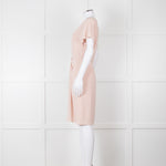 Paule Ka Pale Pink Front Pleats Short Sleeve Knee Length Dress