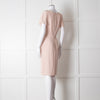 Paule Ka Pale Pink Front Pleats Short Sleeve Knee Length Dress