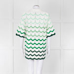 Casablanca Green & White Gradient Wave Textured Shirt