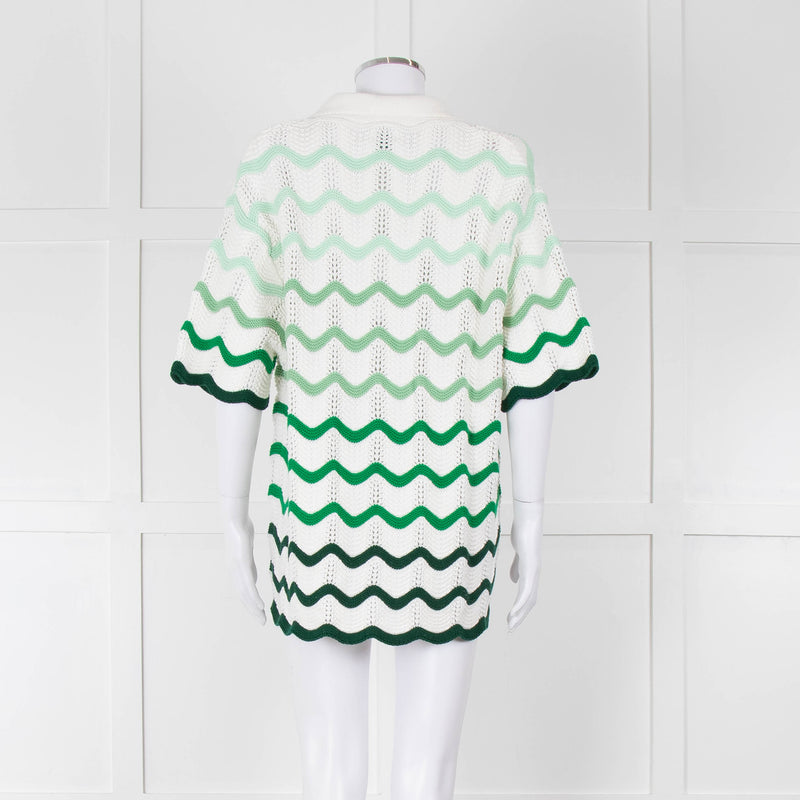 Casablanca Green & White Gradient Wave Textured Shirt