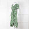 Me+Em Green Cream Floral Print Short Sleeve Maxi Dress