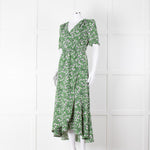 Me+Em Green Cream Floral Print Short Sleeve Maxi Dress