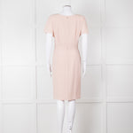 Paule Ka Pale Pink Front Pleats Short Sleeve Knee Length Dress