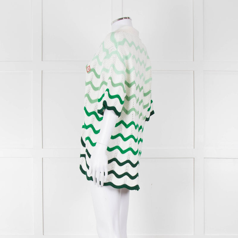 Casablanca Green & White Gradient Wave Textured Shirt