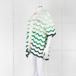 Casablanca Green & White Gradient Wave Textured Shirt