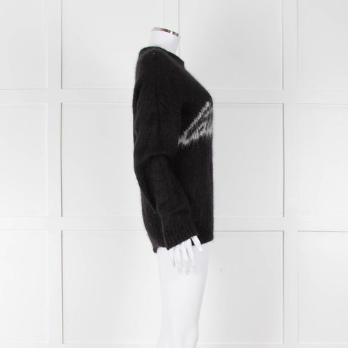 Saint Laurent Black Mohair'Saint Laurent' Motif Jumper