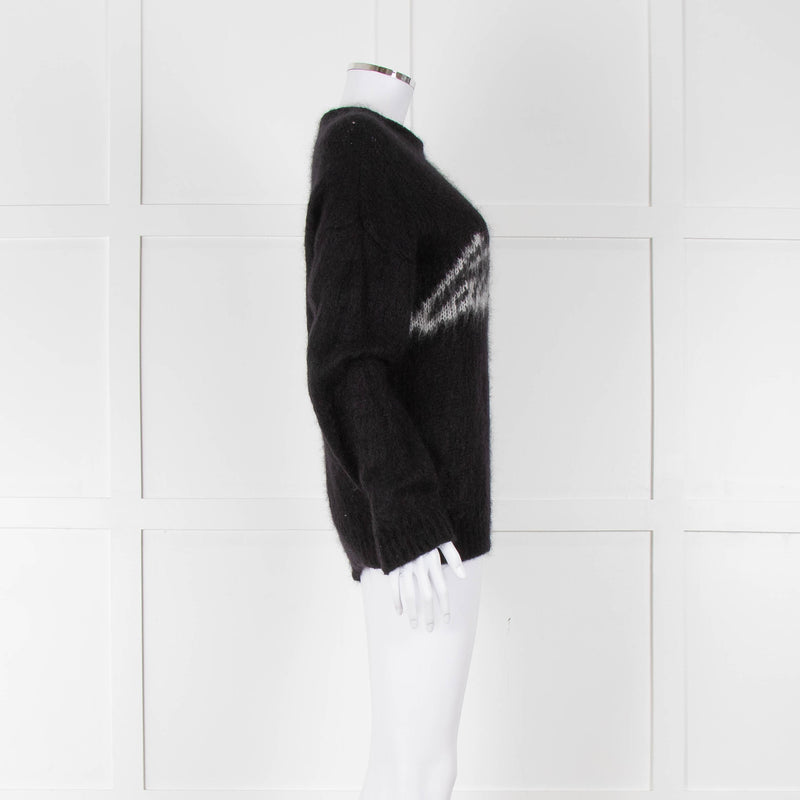 Saint Laurent Black Mohair'Saint Laurent' Motif Jumper