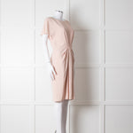 Paule Ka Pale Pink Front Pleats Short Sleeve Knee Length Dress