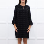 Baum Und Pferdgarten Black Textured Frill Trim Sleeve Dress