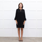 Baum Und Pferdgarten Black Textured Frill Trim Sleeve Dress