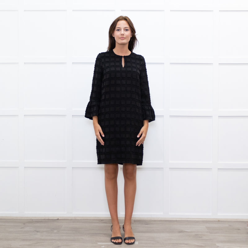 Baum Und Pferdgarten Black Textured Frill Trim Sleeve Dress