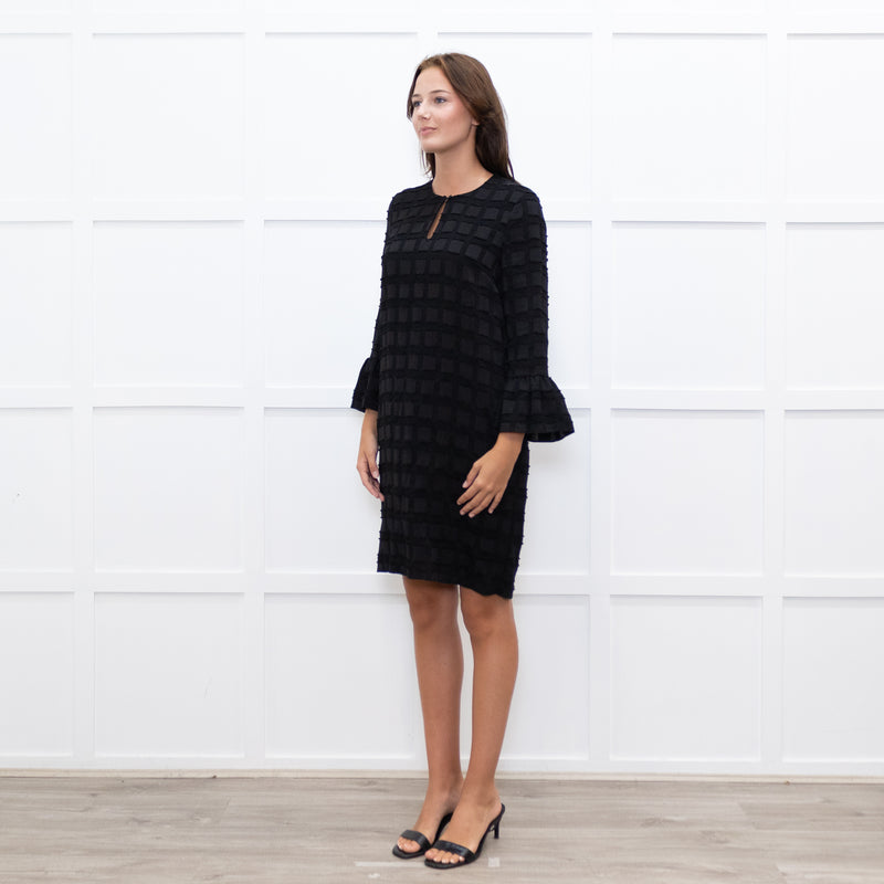 Baum Und Pferdgarten Black Textured Frill Trim Sleeve Dress
