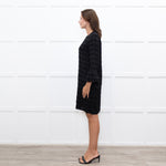 Baum Und Pferdgarten Black Textured Frill Trim Sleeve Dress