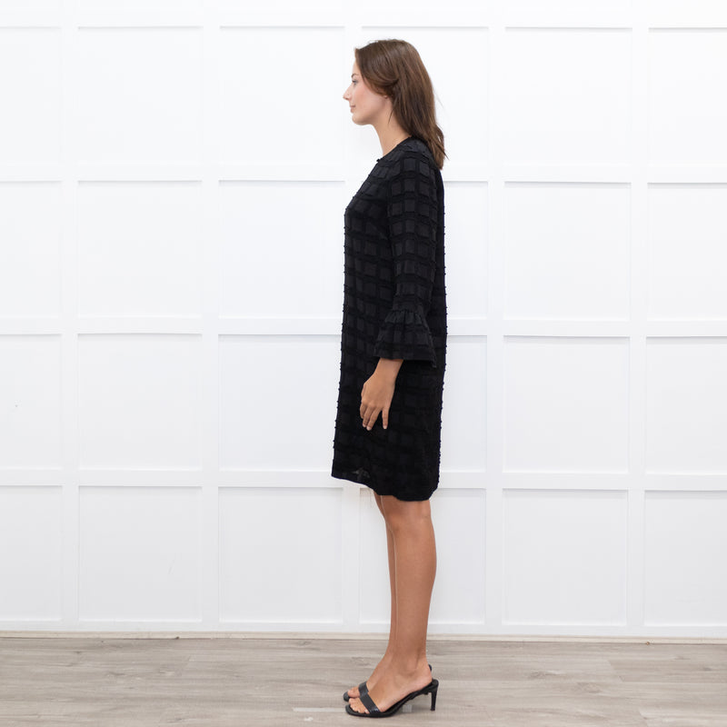 Baum Und Pferdgarten Black Textured Frill Trim Sleeve Dress