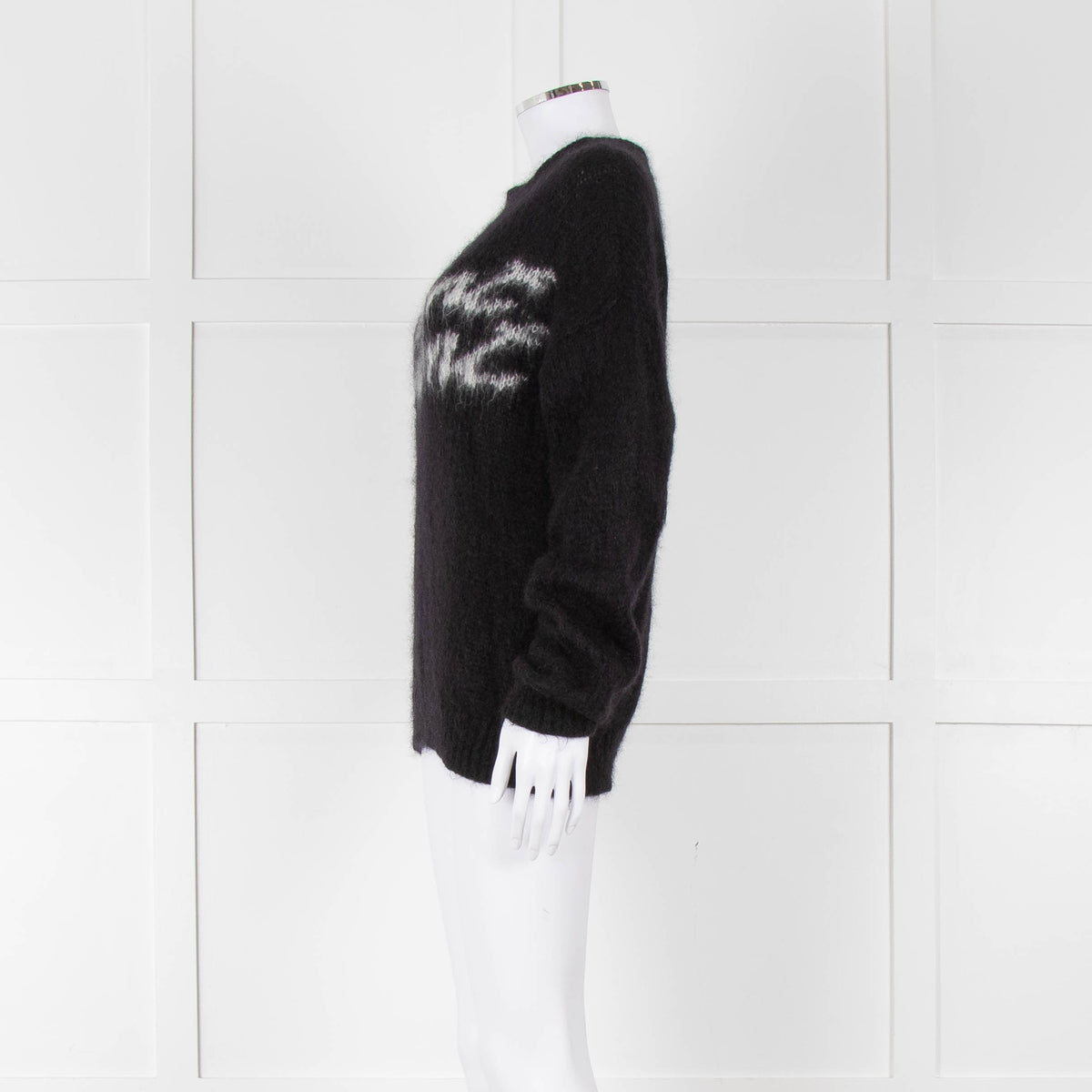 Saint Laurent Black Mohair'Saint Laurent' Motif Jumper